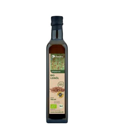 manako ORGANIC linseed oil human cold-pressed and 100% pure 750 ml glass bottle linseed oil 750 ml (1 pack)
