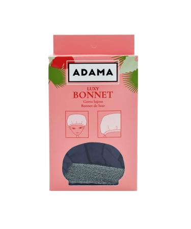 ADAMA Luxy Satin Bonnet  Double Sided for Nighttime Hair Protection  Comfortable Elastic Headband  Shiny Metallic Finish  Extra Large Size for Large Volumes of Hair  Machine Washable  Navy and Silver - Buy Online on SooperMarket.com