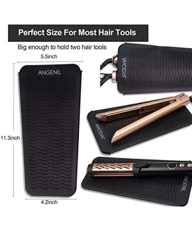 ANGENIL Silicone Heat Resistant Travel Mat Pouch for Hair Straightener and Curling Iron - Professional Hair Tools Holder, Black - Buy Online on SooperMarket.com