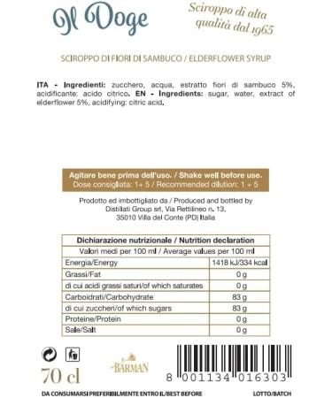 BARMAN IL DOGE Elderflower Syrup 70cl - Buy Online on SooperMarket.com