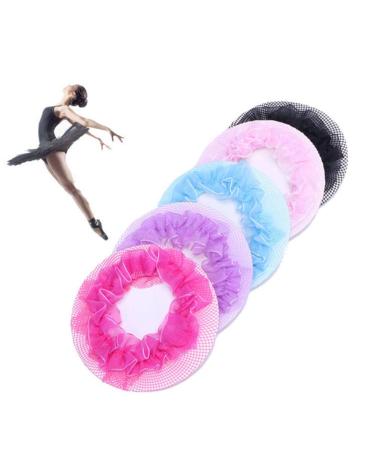 10Pcs Colored Hair Nets Reusable Flower Edge Elastic Band Bun Cover for Ballet Dancer Skating Gymnastics Performance Dancers Hair Accessories