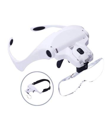 Headband Magnifier with LED Light Hands-Free Head Mount LED Illuminated Magnifying Glasses Headlamp with 5 Detachable Lenses for Reading Watch & Electronic Repair Sewing Jewelry Loupe
