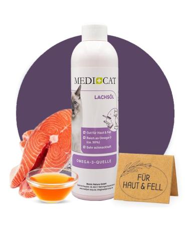 MEDICAT Premium Salmon Oil 250 ml for skin and coat care of cats with Omega-3 fatty acids