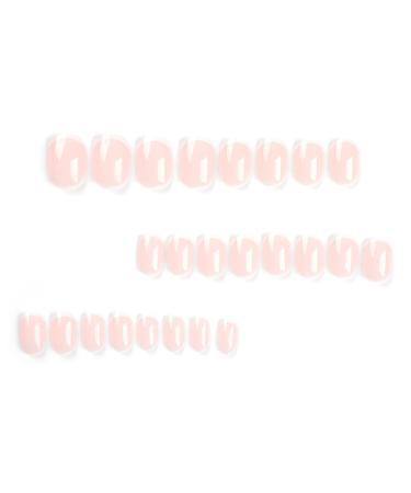 Mouyouglow Short Squoval Nude French Press-On Nails | White Tip Acrylic Fake Nails with Glue - Perfect for Effortless Style - Buy Online on SooperMarket.com