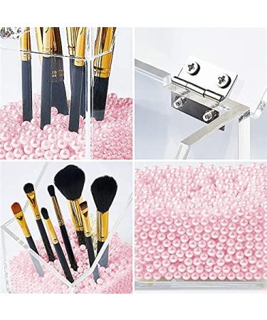 Lumcrissy Acrylic Makeup Brush Organizer with Protective Lid - Dust-proof Cosmetic Storage Case - Pink Pearl 3holder - Buy Online on SooperMarket.com