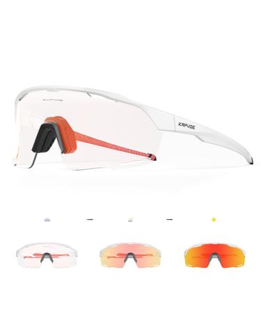KAPVOE Cycling Glasses Polarized Self-tinting Cycling Glasses Interchangeable Lenses Photochromatic Sunglasses Sports Glasses MTB 05-1 Lenses