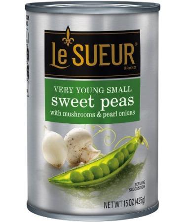 Le Sueur Very Young Small Sweet Peas with Mushrooms & Pearl Onions 15 Oz (Pack of 3)