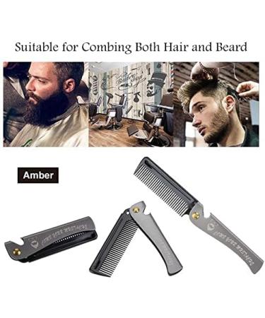 Folding Stainless Steel Beard Comb with Round Teeth - Pocket Size for Household, Barber & Salon Use (2#) - Buy Online on SooperMarket.com