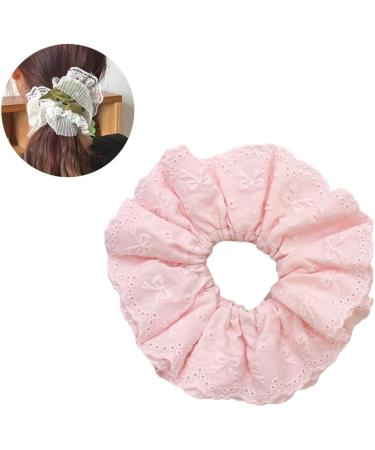 Eye Catching Lace Scrunchies for Women Large Elastic Hair Scrunchy Ponytail Holder Perfect for Everyday Use Pink - Buy Online on SooperMarket.com