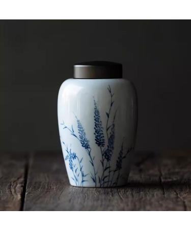 GUSMYPLG Tea Cans Tea Set Ceramic Tea Caddy Hand painted Reed Grass Tea Cans Ancient Celadon glazed Aluminum Lid Sealed Cans Ceramic Cans - Buy Online on SooperMarket.com