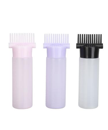 3 Colors Hair Coloring Oiling Bottle Root Comb Squeeze Applicator Bottle Hair Baking Oil Bottle with Graduated Scale for Beauty Salon Hair Dye Coloring Oiling Care