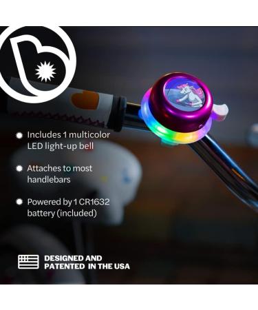 Brightz LED Light Up Bike Bell with Clear Ring Sound - Twinkling Rainbow Color LED Ring Light - Space Pink Bicycle Accessory for Kids and Adults - Buy Online on SooperMarket.com