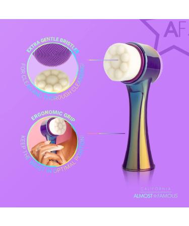Almost Famous 2-in-1 Travel Face Scrubber Exfoliator Brush - Non-Electronic Eco Friendly Cleansing Tool for Lines, Wrinkles & Blackheads - Purple - Buy Online on SooperMarket.com