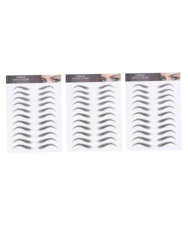 MUSISALY 3 Sheets Waterproof Eyebrow Stickers Waterproof Fake Eyebrows Sticker Eyebrows Transfer Stickers 21x15cm Black 2