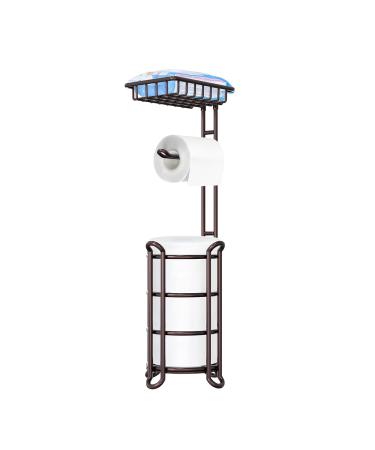 Toilet Paper Holder Stand Tissue Paper Roll Dispenser with Shelf for Bathroom Storage Holds Reserve Mega Rolls-Bronze