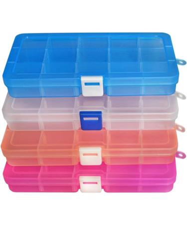 DUOFIRE Adjustable Plastic Organizer Container Storage Box with 15 Grids - 4 Pack, Ideal for Jewelry, Beads, Earrings, Fishing Hooks, Small Accessories - Buy Online on SooperMarket.com