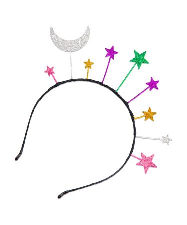 Colourful StarMoon Headband Birthday Party Hair Hoop Glitter Fashion Hair Accessory Wedding Princess Crown Headdress For Birthday Party Cosplay Costume