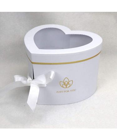 BBJWRAPS Heart Shaped Flower Box with Lid for Arrangements Luxury Florist Delivery Gift Paper Mache Boxes-9(L) x 8(W) x 6.5(H) (White)