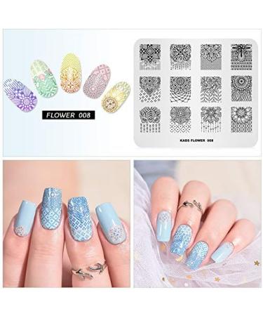 Alexnailart FL008 Nail Art Stamping Plate with Flower Design - Nail Art Tools - Buy Online on SooperMarket.com