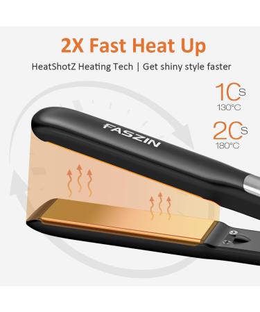 Faszin Ionic Titanium Hair Straightener: 20S Fast Heat Up, Clear LCD Display, 2-in-1 Styling Tool for Smooth & Shiny Results - Black - Buy Online on SooperMarket.com