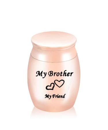 LZHLMCL Urn For Ashes Adult 40Mm My Brother My Friend Double Heart Engraved Cremation Jewelry Small Ashes Urn Family Keepsake Urn Rose Gold 30 * 40Mm Rose Gold 30*40mm