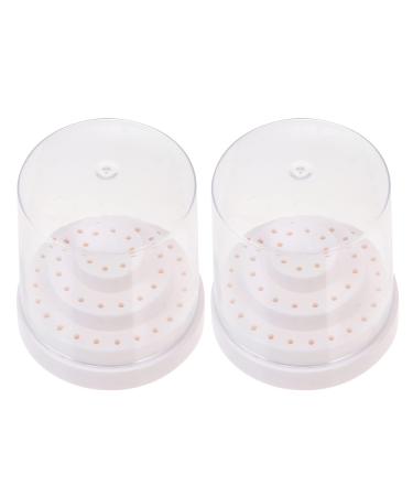 Beaupretty nail drill 2 pieces nail drill bit holder box nail drilling me Tablespoon storage holder 48 l Cher nail drilling crown cast