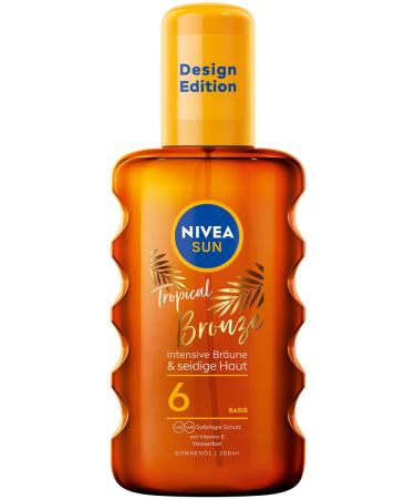 NIVEA SUN Tropical Bronze Oil Spray SPF 6 (200 ml) Sun Protection for Long-Lasting Tan without Self-Tan Sun Spray with Carotene Extract and Vitamin E