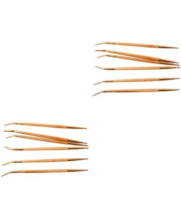 KALLORY 2 Pcs Eyeliner Bamboo Brush Straight Bent Angled Brush Cosmetic Double Head - Buy Online on SooperMarket.com