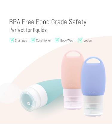 Veroyi Leak Proof Silicone Travel Bottles - Set of 3 Squeezable Travel Tubes with Keychain, Refillable Containers for Shampoo, Lotion, Soap - Buy Online on SooperMarket.com