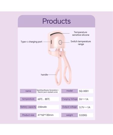 Electric Eyelash Curler USB Charging Model Fast Heating Portable Eye Lash Perm Lasting Curling Thermal Eyelash Clip B - Buy Online on SooperMarket.com