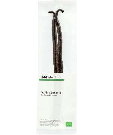 Grade 1 Organic Vanilla Bourbon Pods from Madagascar - Gourmet Black - 2 Pods 15-18 cm - AB Certified by Aroma Labs - Buy Online on SooperMarket.com