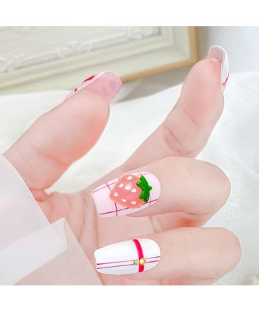 10 PCS 3D Pink Resin Strawberry Nail Charms - Metal Nail Decorations for DIY Crafts and Nail Art - Buy Online on SooperMarket.com