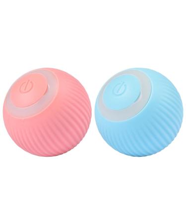 2PCs Power Ball 2.0 Cat Toy Aiveys-Aiveys Cat Ball Gertar Cat Toy Intelligent Cat Ball Rotating Cat Ball 360 Degree Ball Automatic Modeling of Cat Paws Interactive Cat Toy Blue Pink