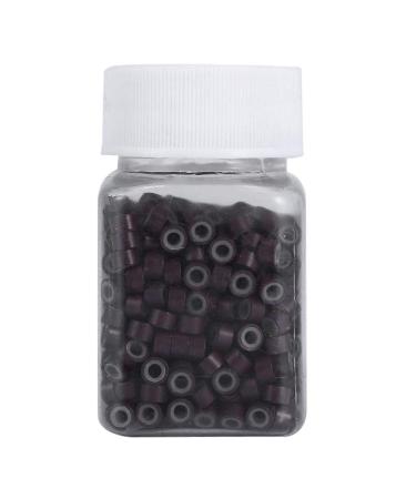 Pongnas 500PCs 5mm hair extension beads connecting rings with silicone cladding loops for real hair extension 5 colors no slide (medium brown)