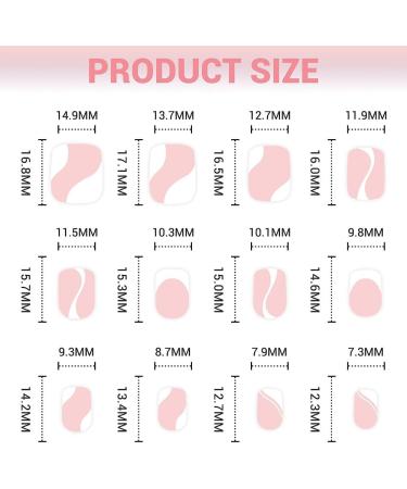24Pcs Short Square French Press on Nails - White Swirl Design False Nails for Women & Girls - Buy Online on SooperMarket.com