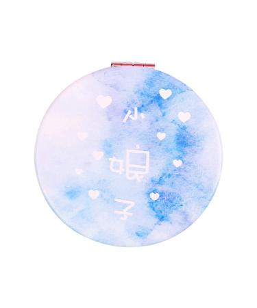 Fashion PU Mirror Mini Portable Folding Double Sided Mirror Makeup Tool for Home Gift(Little lady)