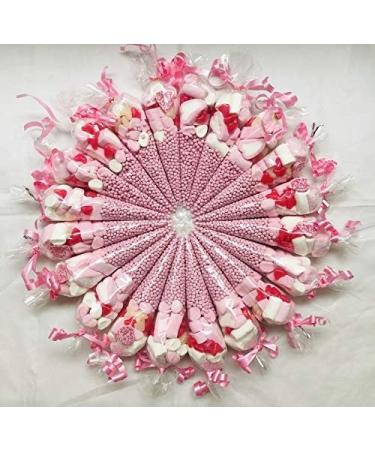 Filled Pink Sweet Candy Cones x 6 Party Bags Bag Assorted Birthday Christening Wedding - Buy Online on SooperMarket.com
