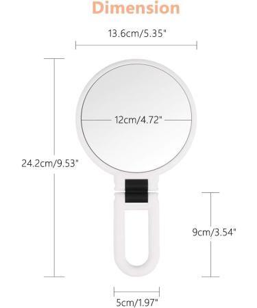 Double Sided 5X/1X Magnifying Hand Held Makeup Mirror - Compact Cosmetic Vanity Mirror for Girls Ladies - White - Buy Online on SooperMarket.com
