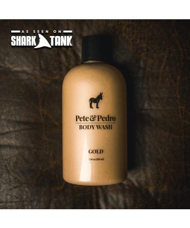 Pete & Pedro Gold & Silver Body Wash Set - Premium Men's Leather & Cool Water Scented Bodywashes with Loofah - 12 oz. Each - Buy Online on SooperMarket.com