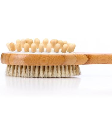 MCUILEE Wooden Bath Brush | Long Handle Body Massager Shower Brush with Bristles for Exfoliating & Back Scrubbing - International Shipping Available - Buy Online on SooperMarket.com