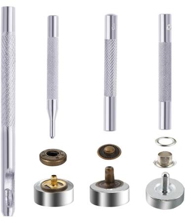 Caydo 400 Set Snap Fasteners Kit for Leather Rivets, Eyelets, Grommets, Snap Buttons - Ideal for Leather Jackets, Jeans - Includes Fixing Tools - Buy Online on SooperMarket.com
