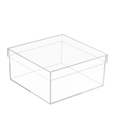 Worasign Clear Acrylic Square Cube Plastic Box  Plastic Rectangle Cube Containers with Lid  Storage Boxes 7.9x7.9x3.9 Inches for Tiny Jewelry Beads  Coins  Craft Supplies  Sewing Home Organizers