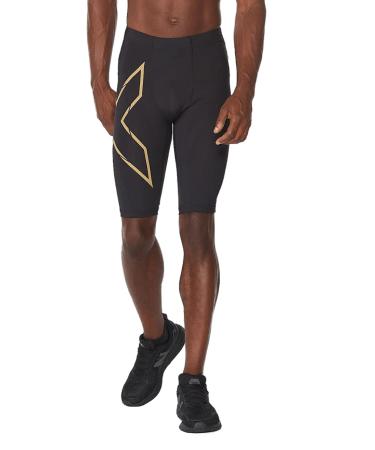 2XU Men's Ma5331b-Mcs Run Compression Shorts S Black/Gold Reflective