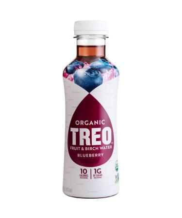 Treo Fruit & Birch Water Drink, Blueberry, USDA Organic, Non-GMO Project Verified, Vegan, Gluten-Free, 10 Calories & 1g of Sugar Per Serving, Good Source of Vitamin C, 16 fl oz, Pack of 12