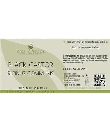 Jamaican Black Castor Oil 32 oz - 100% Pure Organic Cold Pressed, Chemical Free - Premium Grade for Hair, Body, Skin Care - Eyelash & Eyebrow Growth - Buy Online on SooperMarket.com