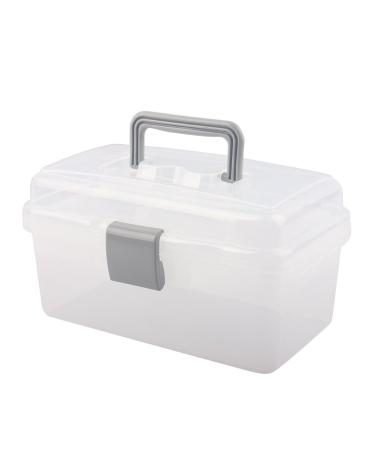 BangQiao Multipurpose Plastic Storage Container Box with Handle and Latch Lock, Clear Gray white