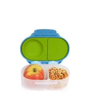 b.box - Food Storage Container with Two Sealed compartments and Silicone Material Reusable Snack Box for Kids with Open or Close Clip (Ocean Breeze)