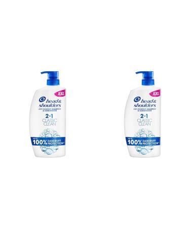 Head & Shoulders Classic Clean 2in1 Anti Dandruff Shampoo 1000ml. Up to 100% Flake Free Clinically Proven. For Any Hair and Scalp Type. For Daily use. Clean Feeling (Pack of 2) 1 l (Pack of 2)