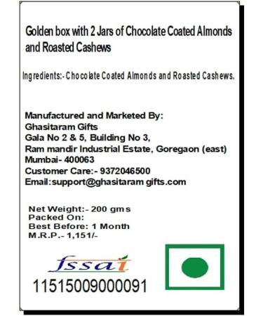 Jaiccha Ghasitaram Rakhi Gifts for Brothers Box with 2 Jars of Chocolate Coated Almonds and Roasted Cashews with Pearl Rakhi Box with 2 Jars of Choco Almonds and Kaju Rakhi - Buy Online on SooperMarket.com