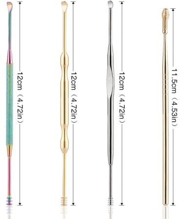 Stainless Steel Ear Cleaner Set - 4 Pcs Spiral Ear Picks for Earwax Removal - Assorted Colors - 12x0.5cm - 3 Sets - Buy Online on SooperMarket.com